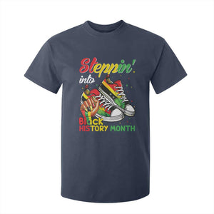 Stepping Into Black History Month T Shirt For Kid Black Girls Sneakers TS02 Navy Print Your Wear
