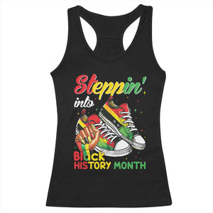 Stepping Into Black History Month Racerback Tank Top Black Girls Sneakers TS02 Black Print Your Wear