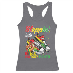 Stepping Into Black History Month Racerback Tank Top Black Girls Sneakers TS02 Charcoal Print Your Wear