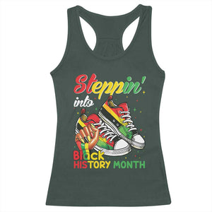Stepping Into Black History Month Racerback Tank Top Black Girls Sneakers TS02 Dark Forest Green Print Your Wear