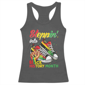 Stepping Into Black History Month Racerback Tank Top Black Girls Sneakers TS02 Dark Heather Print Your Wear