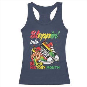 Stepping Into Black History Month Racerback Tank Top Black Girls Sneakers TS02 Navy Print Your Wear