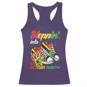 Stepping Into Black History Month Racerback Tank Top Black Girls Sneakers TS02 Purple Print Your Wear