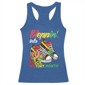 Stepping Into Black History Month Racerback Tank Top Black Girls Sneakers TS02 Royal Blue Print Your Wear