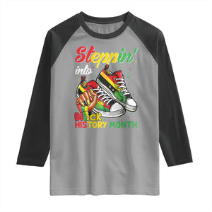 Stepping Into Black History Month Raglan Shirt Black Girls Sneakers TS02 Sport Gray Black Print Your Wear