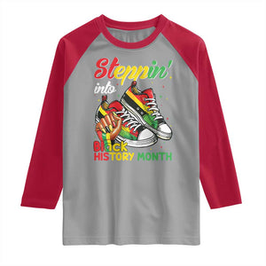 Stepping Into Black History Month Raglan Shirt Black Girls Sneakers TS02 Sport Gray Red Print Your Wear