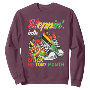 Stepping Into Black History Month Sweatshirt Black Girls Sneakers TS02 Maroon Print Your Wear