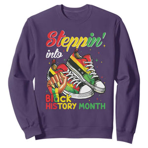 Stepping Into Black History Month Sweatshirt Black Girls Sneakers TS02 Purple Print Your Wear