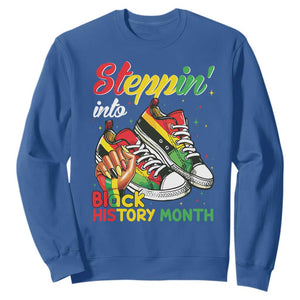 Stepping Into Black History Month Sweatshirt Black Girls Sneakers TS02 Royal Blue Print Your Wear