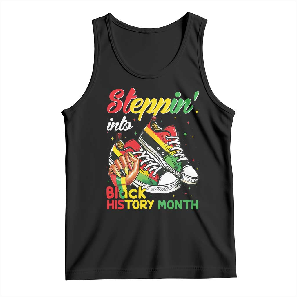 Stepping Into Black History Month Tank Top Black Girls Sneakers TS02 Black Print Your Wear