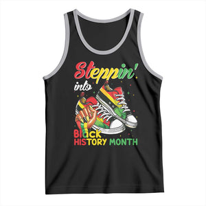 Stepping Into Black History Month Tank Top Black Girls Sneakers TS02 Black Athletic Heather Print Your Wear