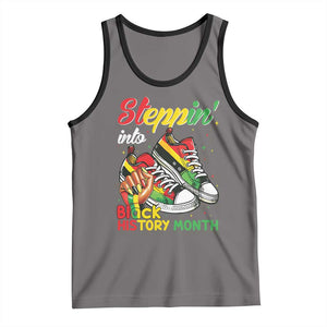 Stepping Into Black History Month Tank Top Black Girls Sneakers TS02 Deep Heather Black Print Your Wear