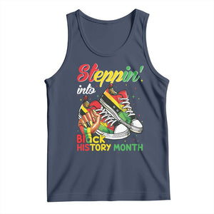 Stepping Into Black History Month Tank Top Black Girls Sneakers TS02 Navy Print Your Wear