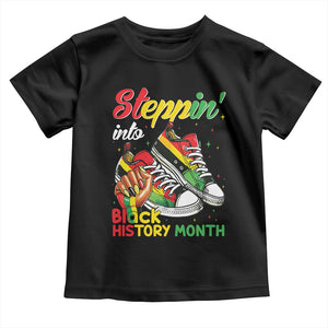 Stepping Into Black History Month Toddler T Shirt Black Girls Sneakers TS02 Black Print Your Wear