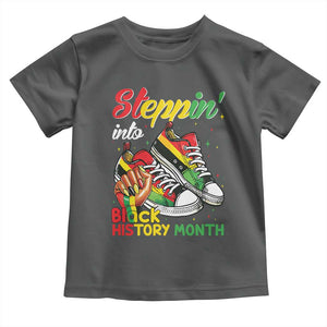 Stepping Into Black History Month Toddler T Shirt Black Girls Sneakers TS02 Dark Heather Print Your Wear