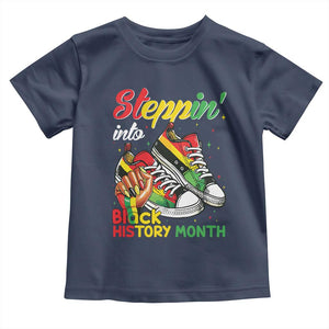 Stepping Into Black History Month Toddler T Shirt Black Girls Sneakers TS02 Navy Print Your Wear