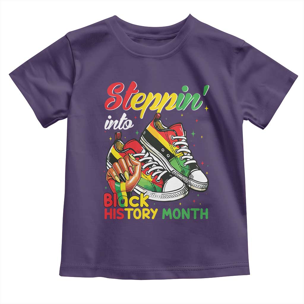 Stepping Into Black History Month Toddler T Shirt Black Girls Sneakers TS02 Purple Print Your Wear