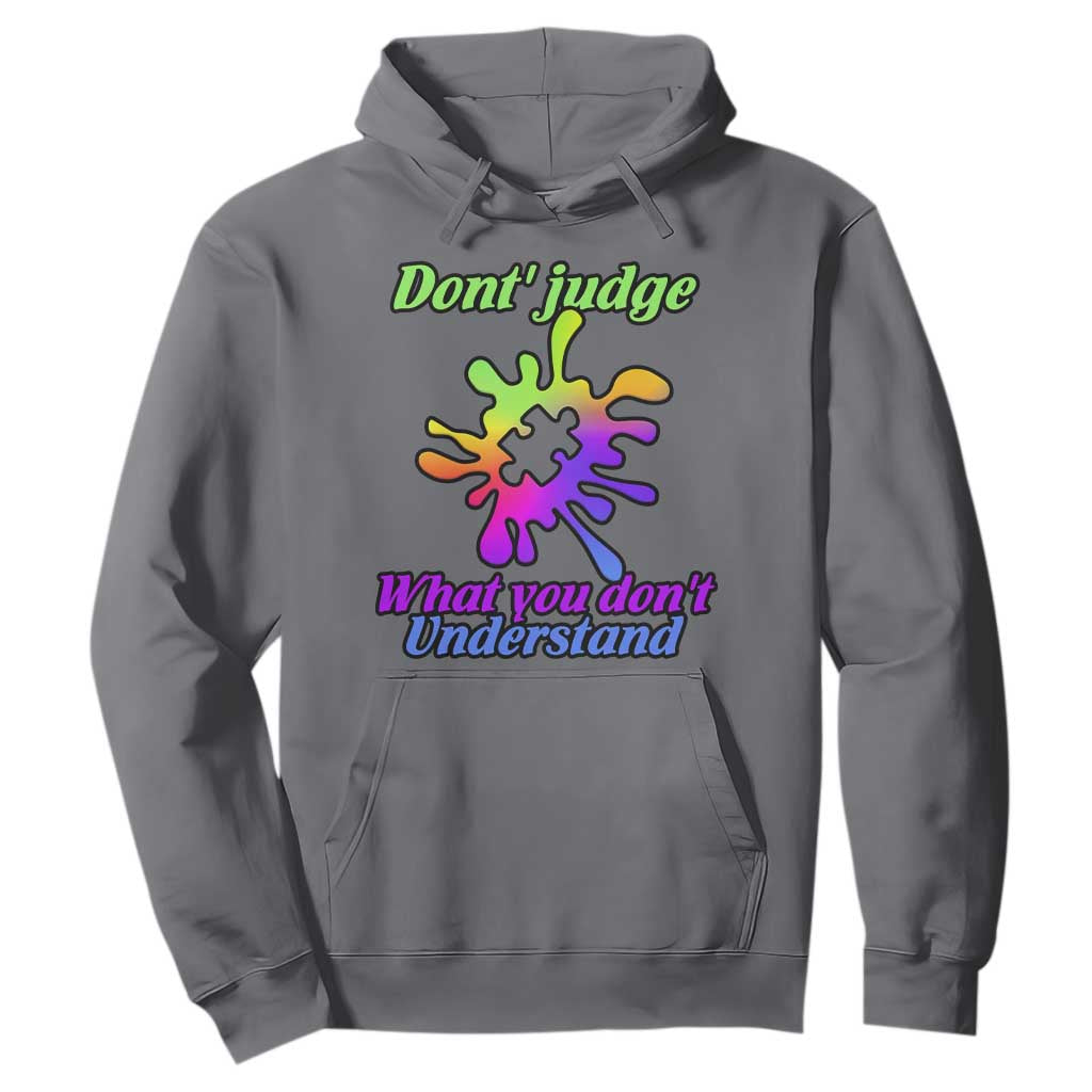 Autism Acceptance Hoodie Don't Judge What You Don't Understand Puzzle Piece TS02 Charcoal Printyourwear