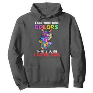 Autism Cat Hoodie I See Your True Colors Embrace Heart Autism Acceptance TS02 Dark Heather Printyourwear