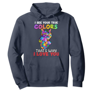 Autism Cat Hoodie I See Your True Colors Embrace Heart Autism Acceptance TS02 Navy Printyourwear
