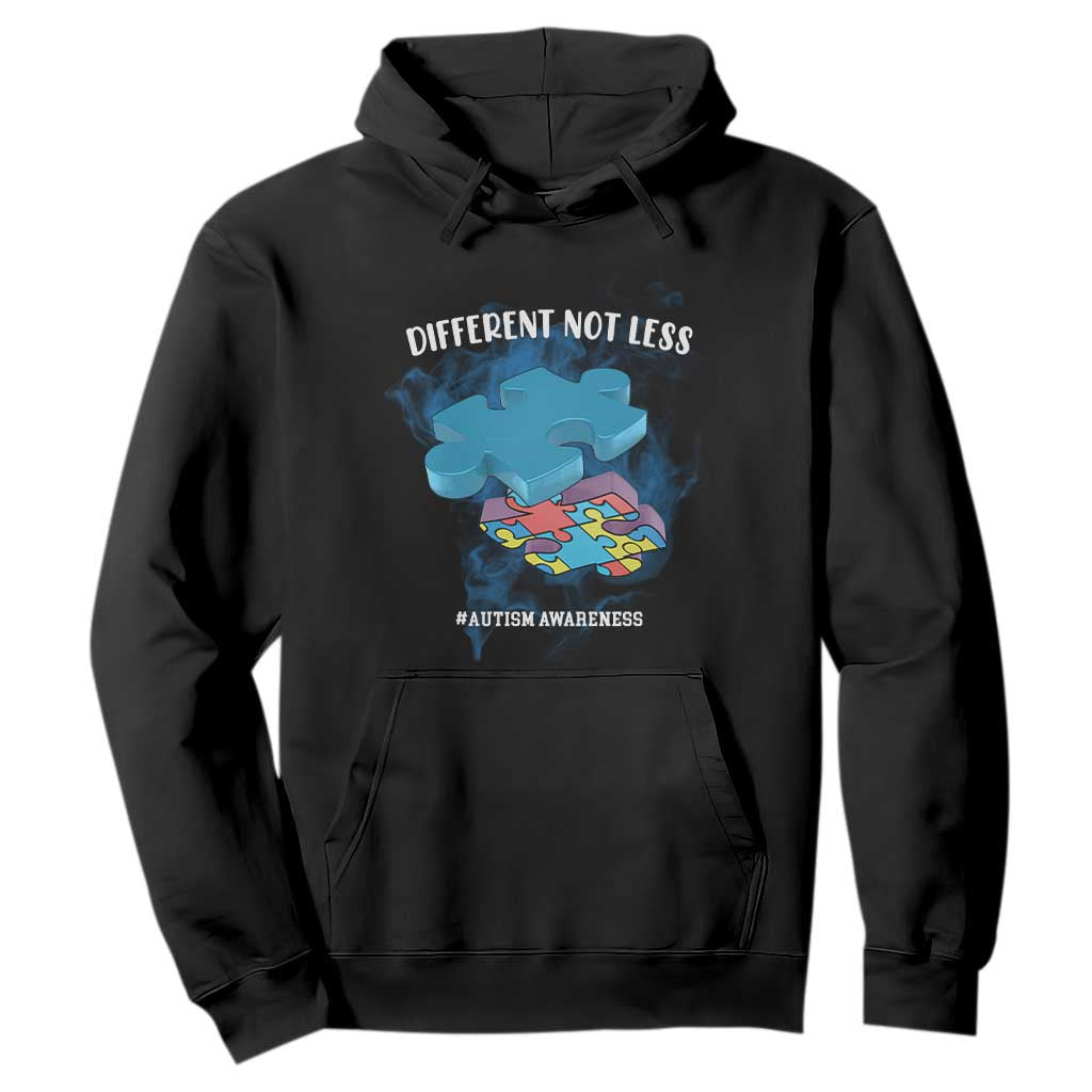 Autism Awareness Hoodie Different Not Less Support Spectrum Puzzle Piece TS02 Black Printyourwear