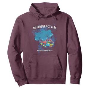Autism Awareness Hoodie Different Not Less Support Spectrum Puzzle Piece TS02 Maroon Printyourwear