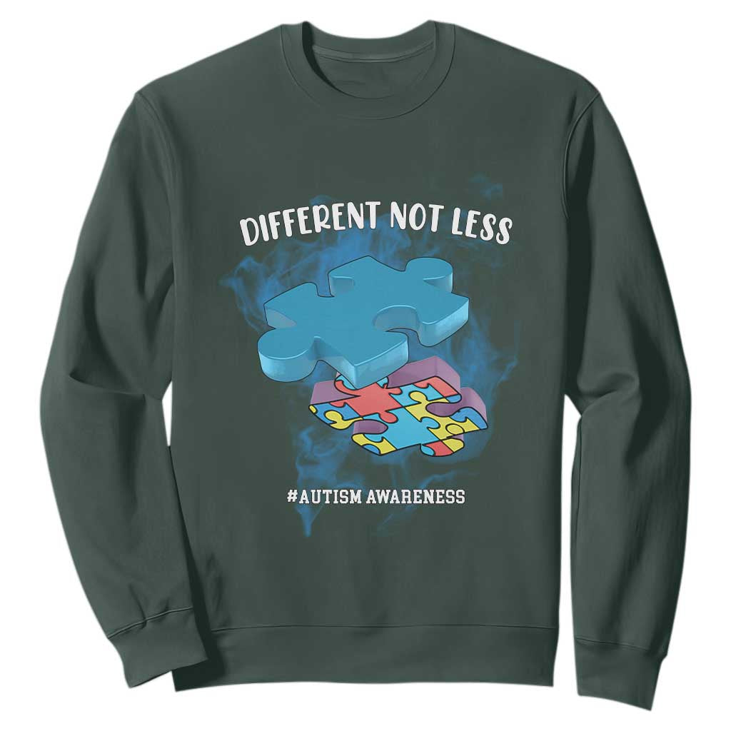 Autism Awareness Sweatshirt Different Not Less Support Spectrum Puzzle Piece TS02 Dark Forest Green Printyourwear