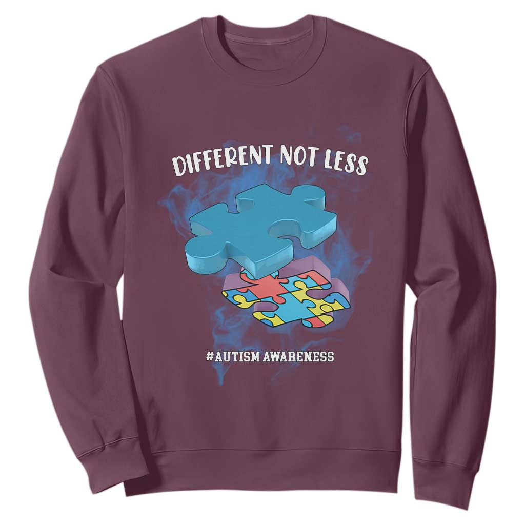 Autism Awareness Sweatshirt Different Not Less Support Spectrum Puzzle Piece TS02 Maroon Printyourwear