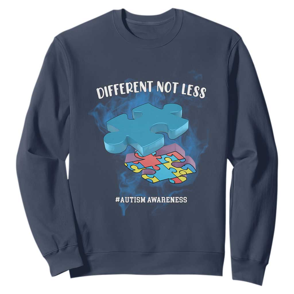 Autism Awareness Sweatshirt Different Not Less Support Spectrum Puzzle Piece TS02 Navy Printyourwear