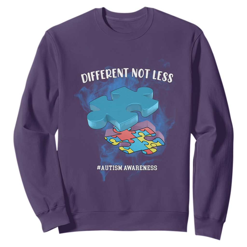 Autism Awareness Sweatshirt Different Not Less Support Spectrum Puzzle Piece TS02 Purple Printyourwear