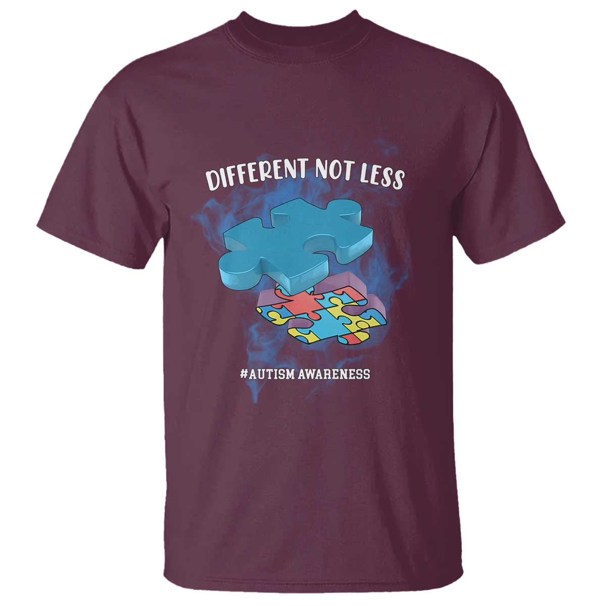 Autism Awareness T Shirt Different Not Less Support Spectrum Puzzle Piece TS02 Maroon Printyourwear