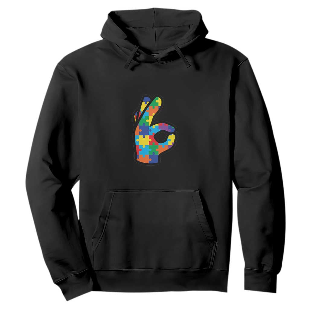 Autism Awareness Hoodie It's Ok To Be Different Acceptance Spectrum Puzzle Piece TS02 Black Printyourwear