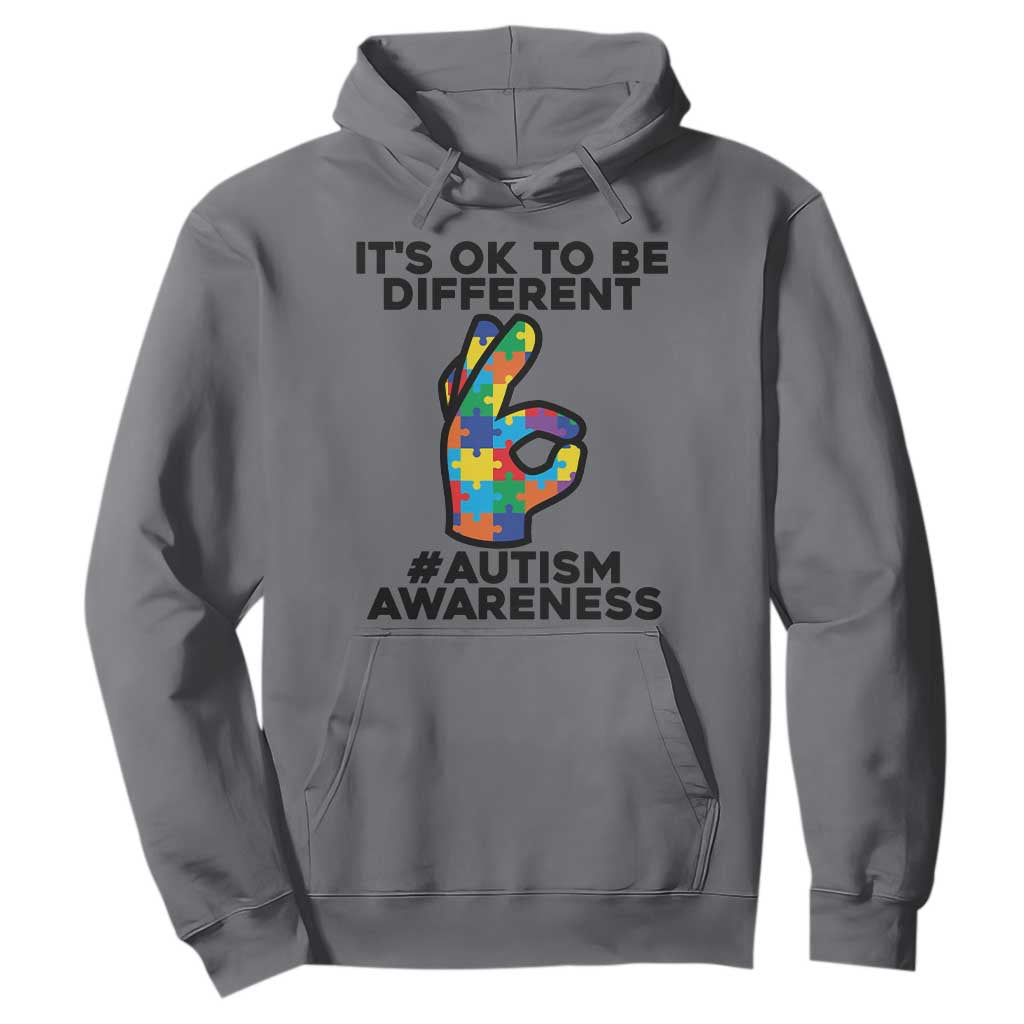 Autism Awareness Hoodie It's Ok To Be Different Acceptance Spectrum Puzzle Piece TS02 Charcoal Printyourwear