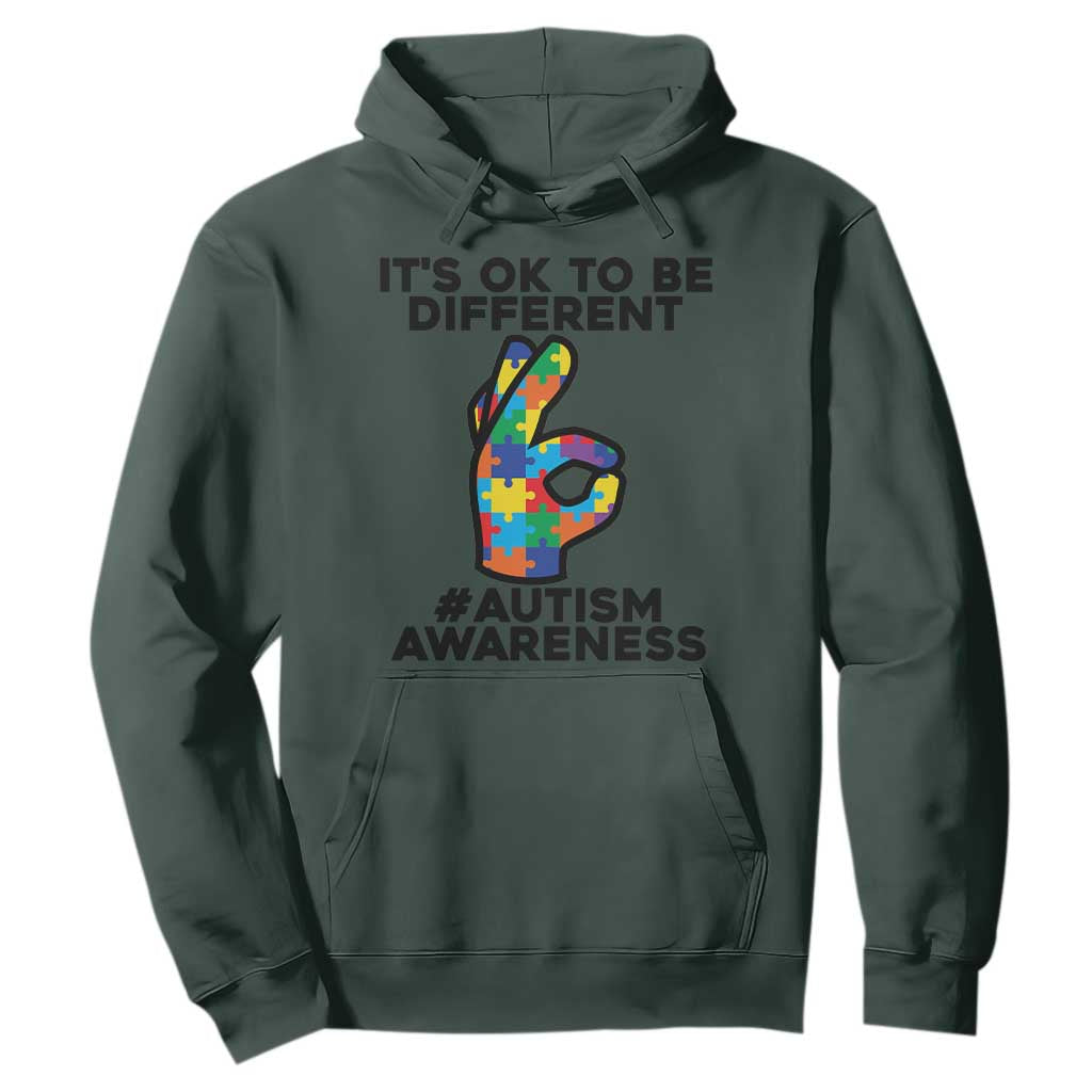 Autism Awareness Hoodie It's Ok To Be Different Acceptance Spectrum Puzzle Piece TS02 Dark Forest Green Printyourwear