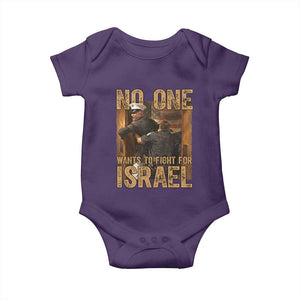 No One Wants To Fight For Israel Baby Onesie America First Veteran Message Anti War TS02 Purple Print Your Wear
