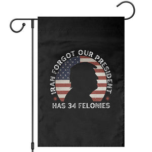 Iran Forgot Our President Has 34 Felonies Garden Flag Funny Political Satire Patriotic TS02 Black Print Your Wear