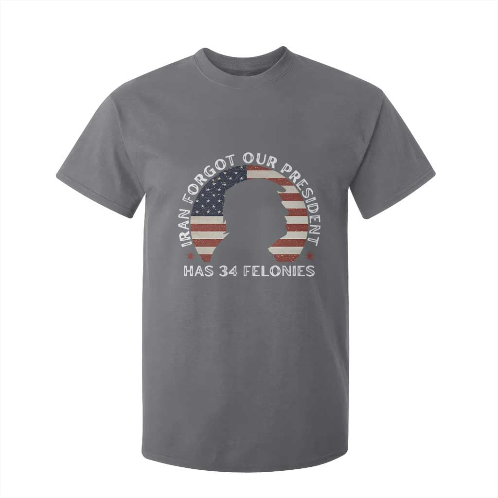 Iran Forgot Our President Has 34 Felonies T Shirt For Kid Funny Political Satire Patriotic TS02 Charcoal Print Your Wear