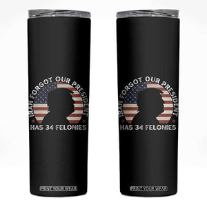 Iran Forgot Our President Has 34 Felonies Skinny Tumbler Funny Political Satire Patriotic TS02 Black Print Your Wear