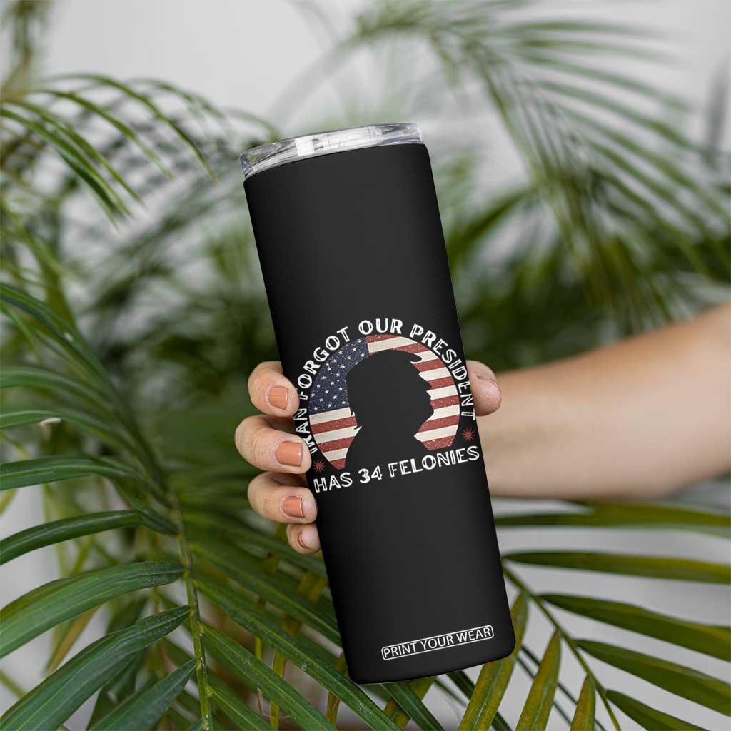 Iran Forgot Our President Has 34 Felonies Skinny Tumbler Funny Political Satire Patriotic TS02 Print Your Wear