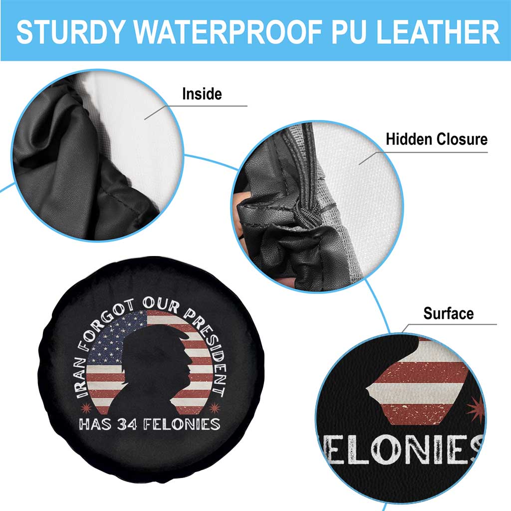 Iran Forgot Our President Has 34 Felonies Spare Tire Cover Funny Political Satire Patriotic TS02 Print Your Wear