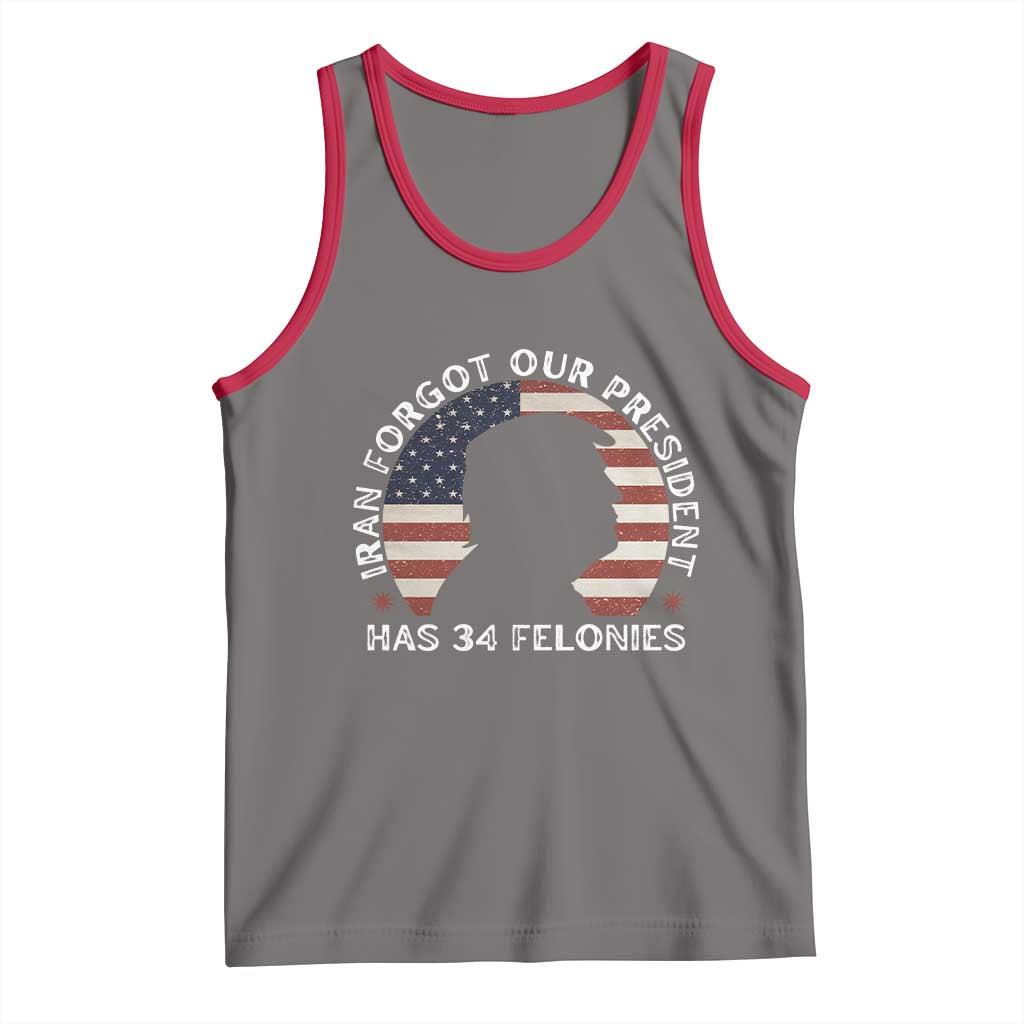 Iran Forgot Our President Has 34 Felonies Tank Top Funny Political Satire Patriotic TS02 Deep Heather Red Print Your Wear