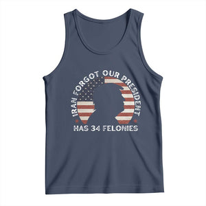 Iran Forgot Our President Has 34 Felonies Tank Top Funny Political Satire Patriotic TS02 Navy Print Your Wear