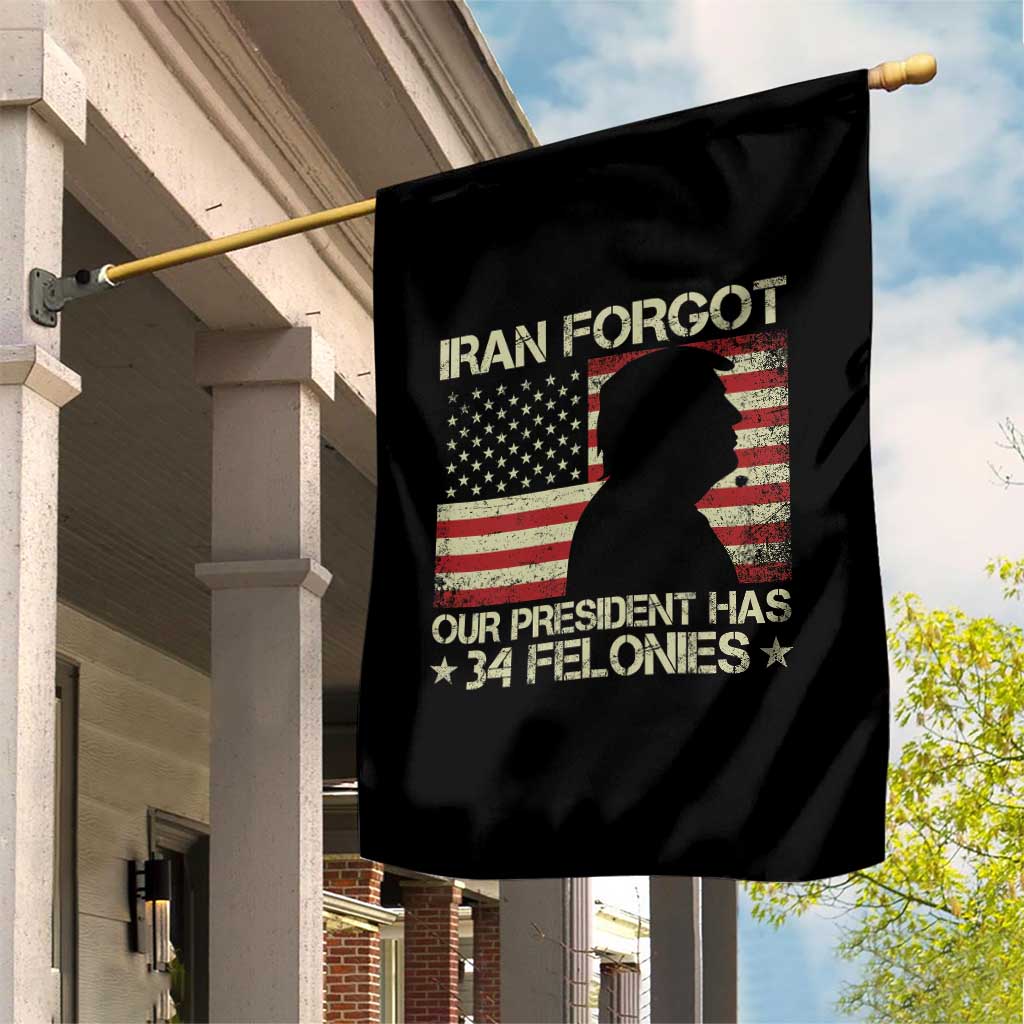 Iran Forgot Our President Has 34 Felonies Garden Flag Funny Political Satire Patriotic Flag TS02 Print Your Wear