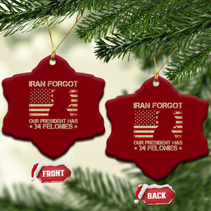 Iran Forgot Our President Has 34 Felonies Ceramic Ornament Funny Political Satire Patriotic Flag TS02 Print Your Wear