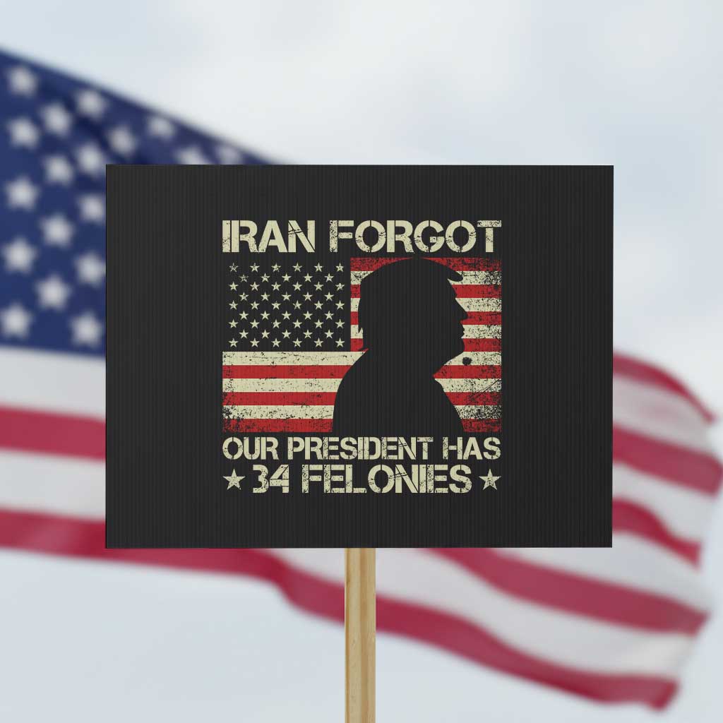 Iran Forgot Our President Has 34 Felonies Protest Sign Funny Political Satire Patriotic Flag TS02 Horizontal 18