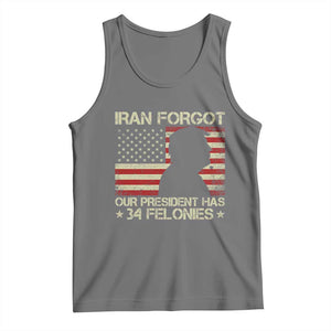 Iran Forgot Our President Has 34 Felonies Tank Top Funny Political Satire Patriotic Flag TS02 Black Heather Print Your Wear