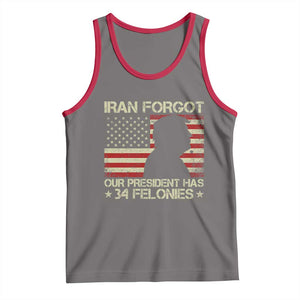 Iran Forgot Our President Has 34 Felonies Tank Top Funny Political Satire Patriotic Flag TS02 Deep Heather Red Print Your Wear