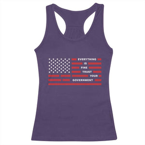 Everything Is Fine Trust Your Government Patriotic Flag Racerback Tank Top Sarcastic Political Humor TS02 Purple Print Your Wear