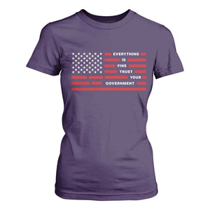 Everything Is Fine Trust Your Government Patriotic Flag T Shirt For Women Sarcastic Political Humor TS02 Purple Print Your Wear