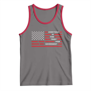 Everything Is Fine Trust Your Government Patriotic Flag Tank Top Sarcastic Political Humor TS02 Deep Heather Red Print Your Wear